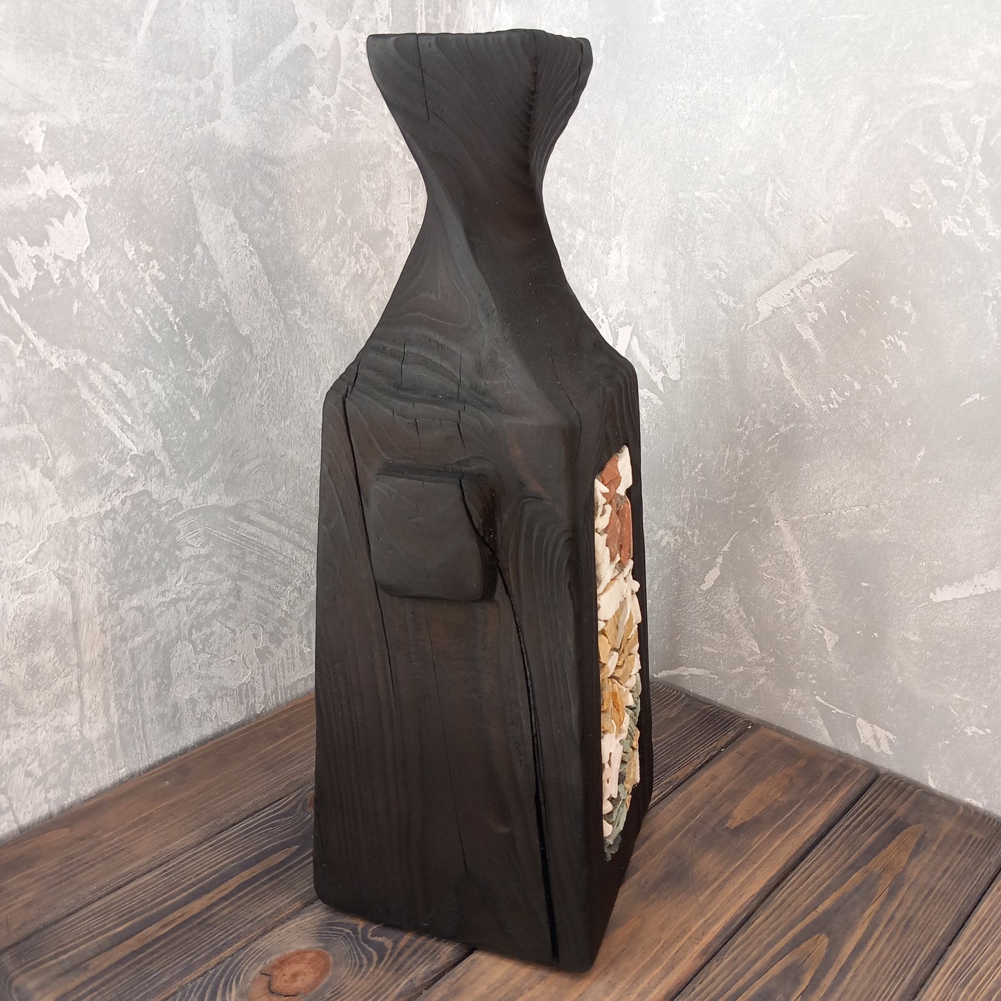 Black Twisted Mosaic Vase