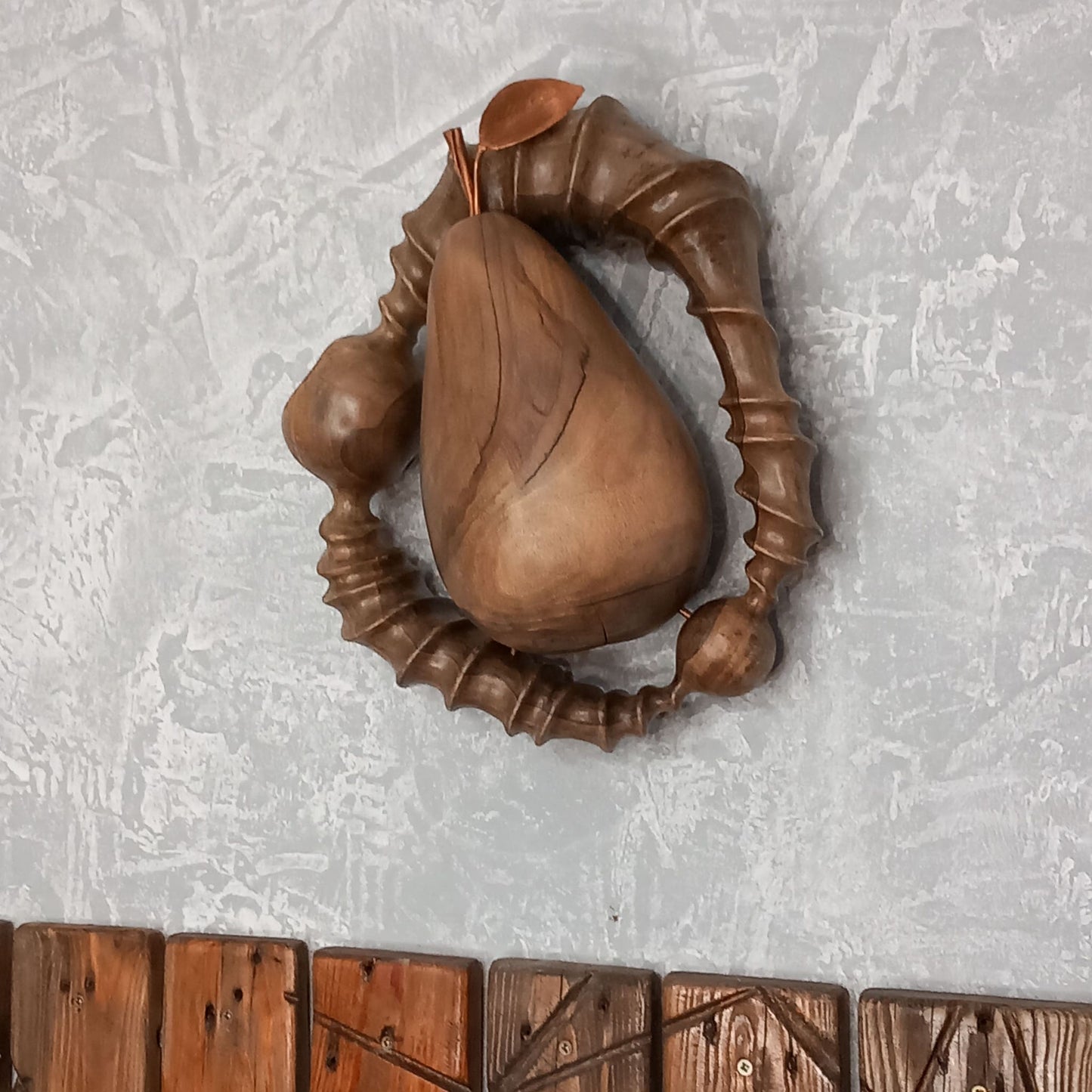 Sculptural Wall Art Wooden Pear