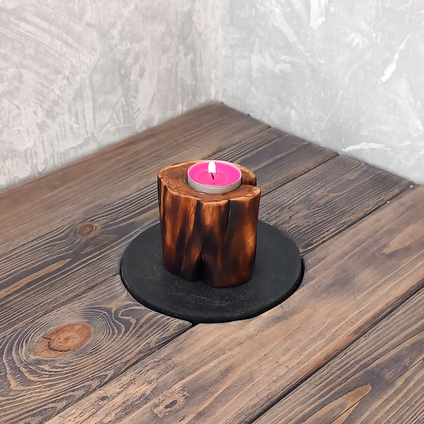 Set of 2 Lilac Wood Candle Holders
