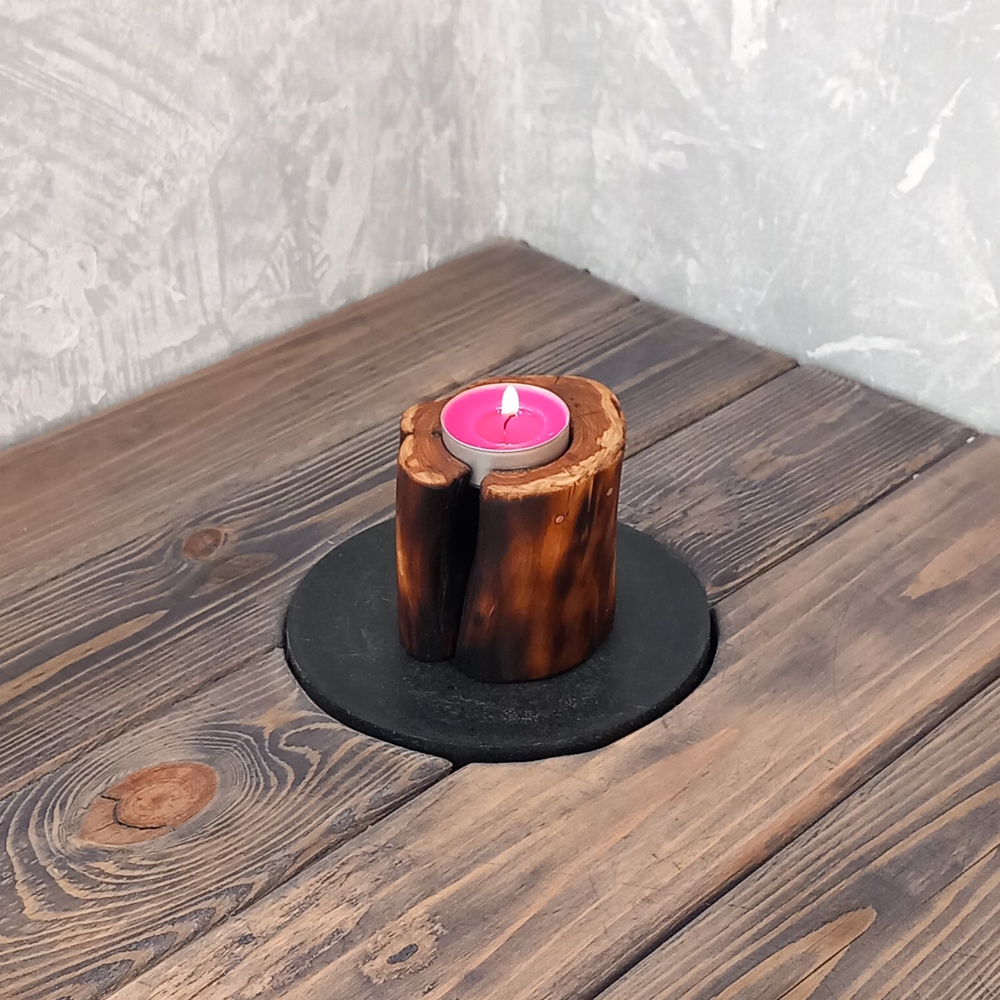Set of 2 Lilac Wood Candle Holders
