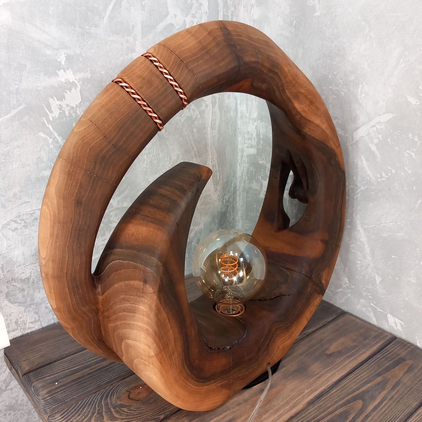 Tryzub Solid Walnut Wood Lamp