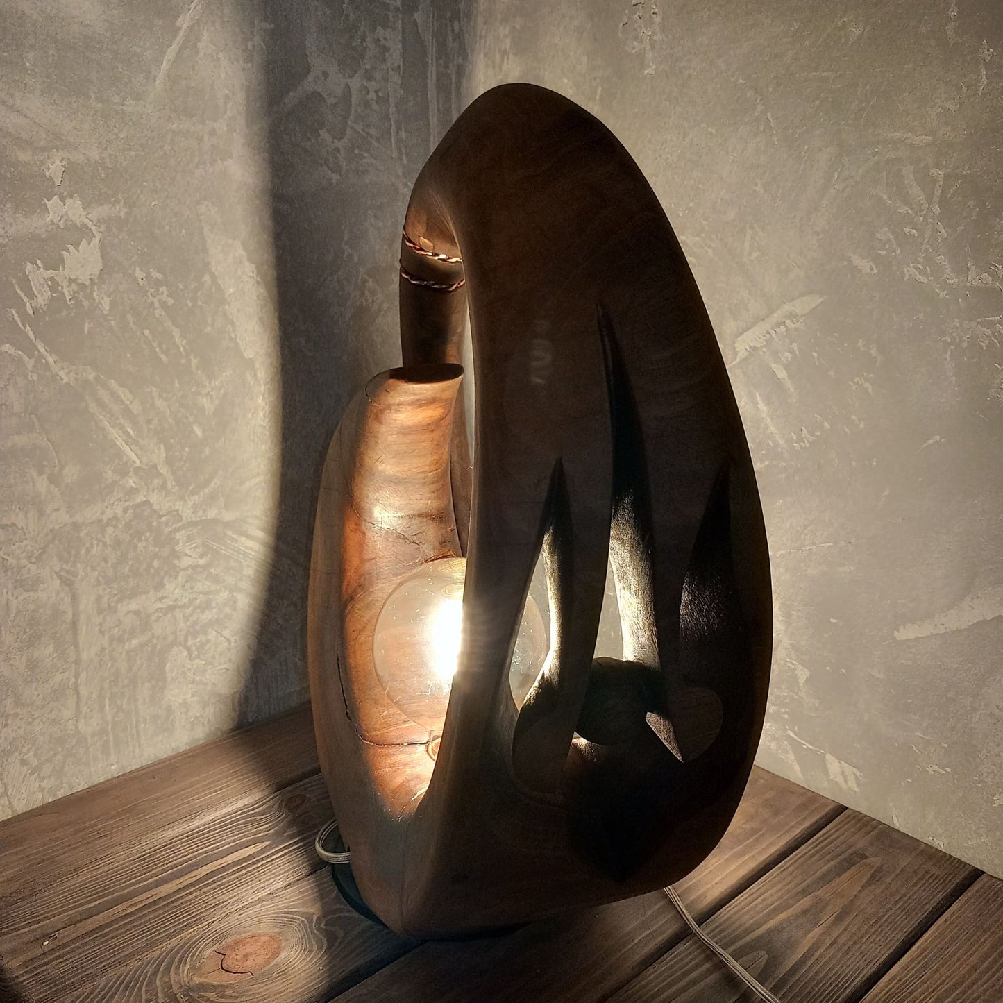 Tryzub Solid Walnut Wood Lamp
