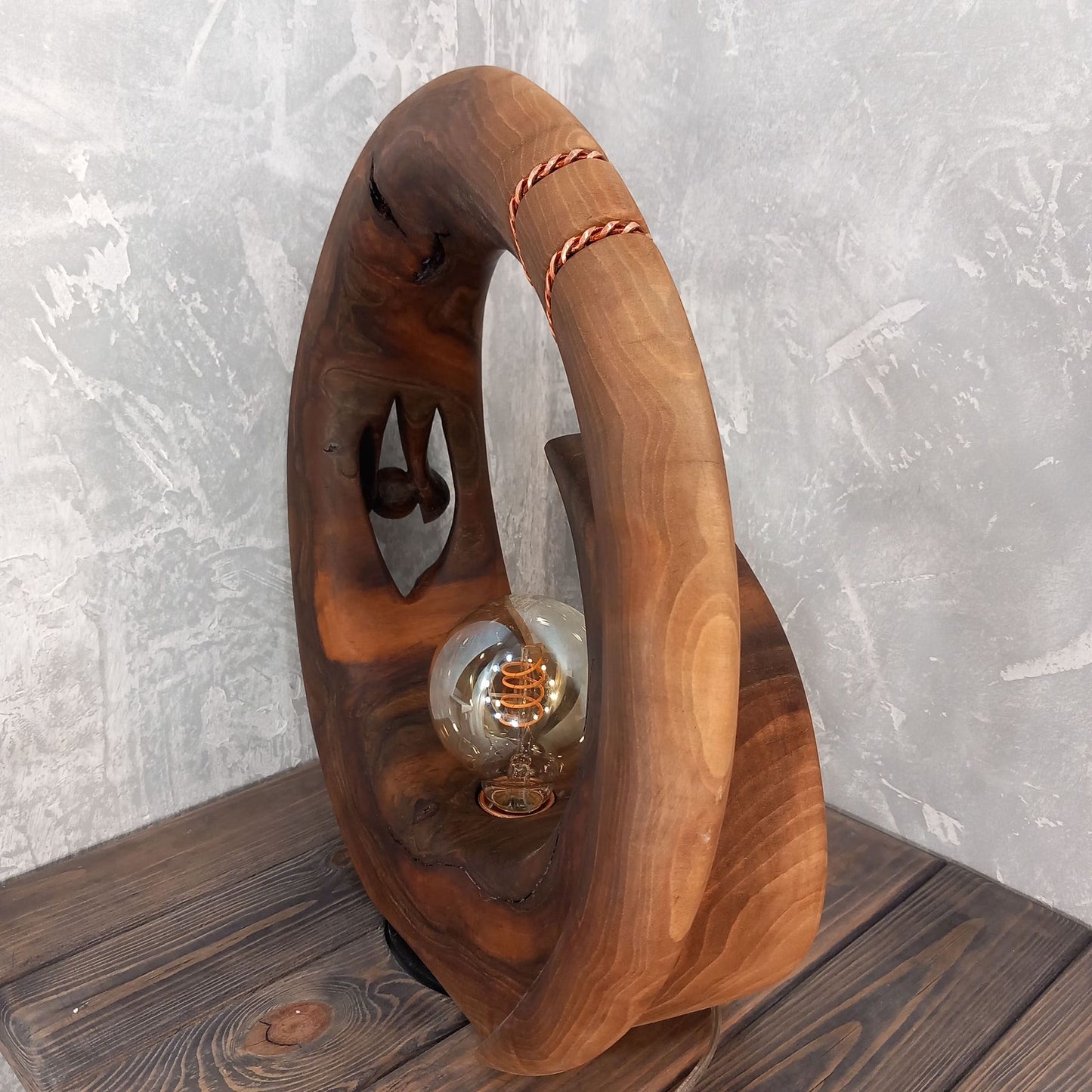 Tryzub Solid Walnut Wood Lamp
