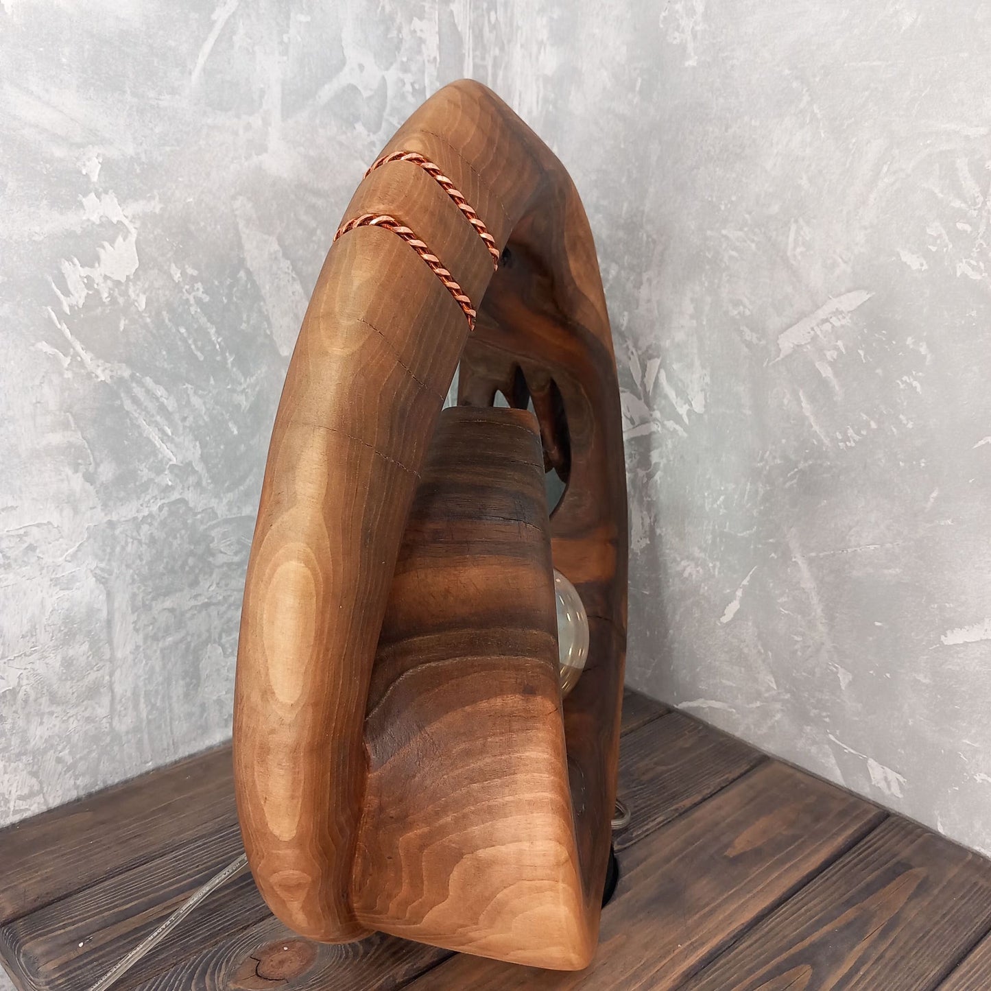Tryzub Solid Walnut Wood Lamp