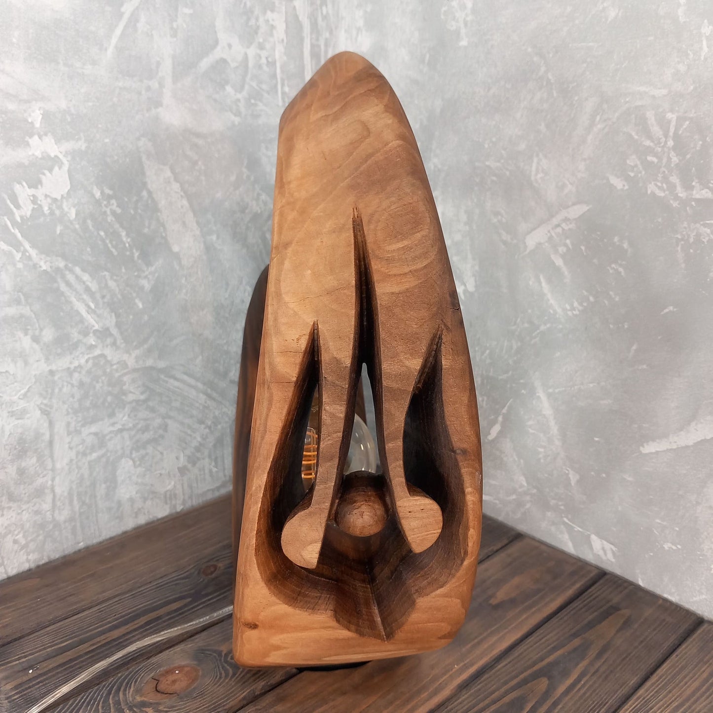 Tryzub Solid Walnut Wood Lamp