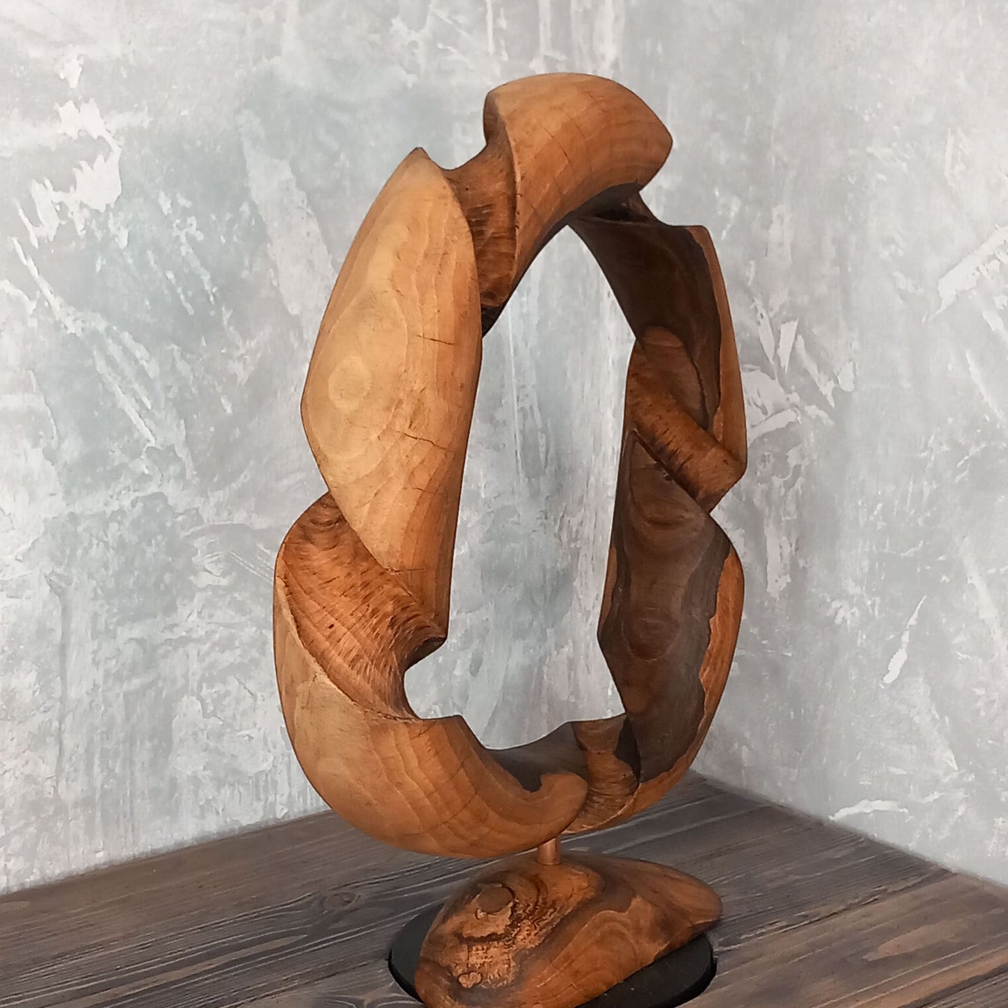 Twisted Spiral Bagel Wooden Sculpture