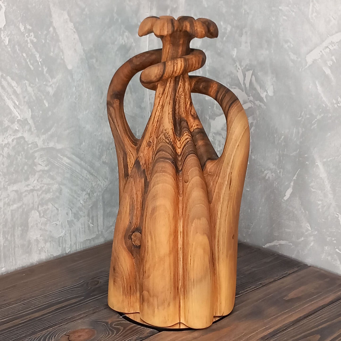 Twisted Wavy Walnut Amphora Vase