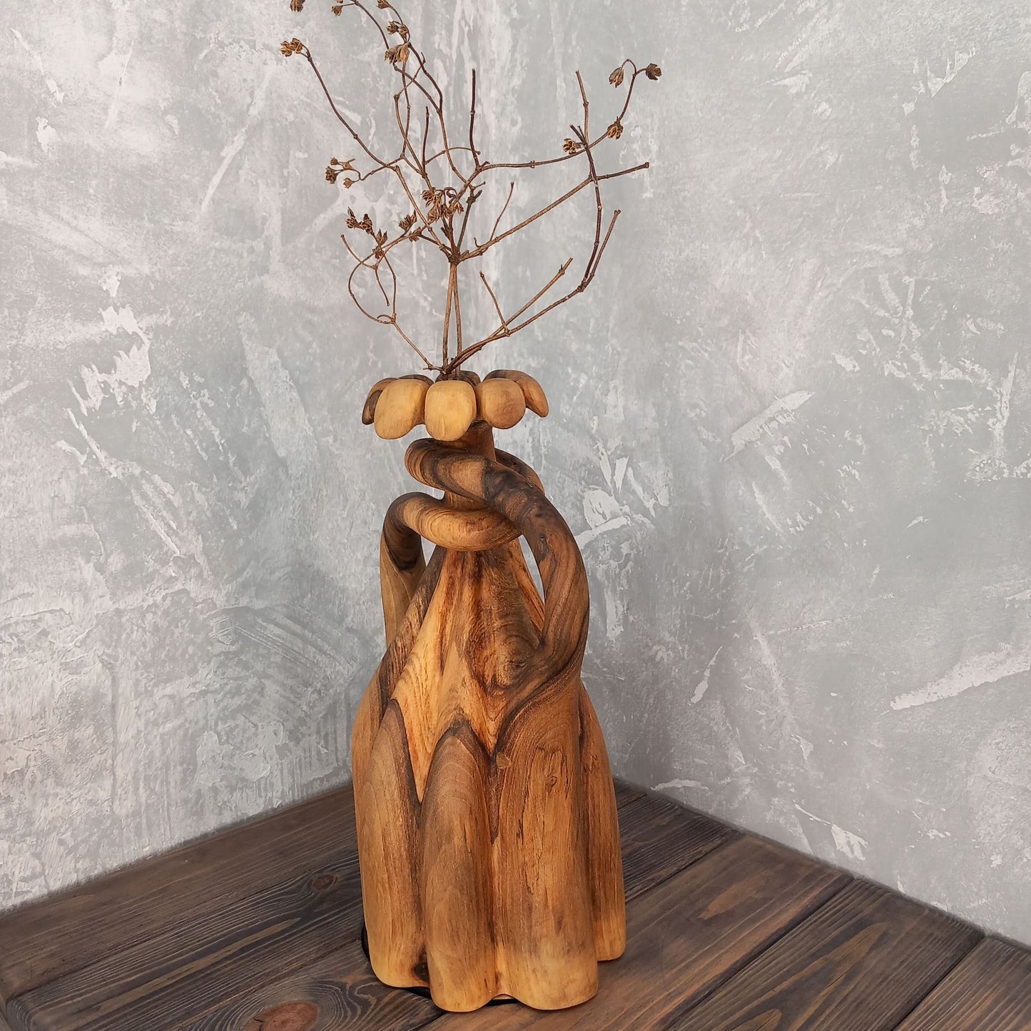 Twisted Wavy Walnut Amphora Vase