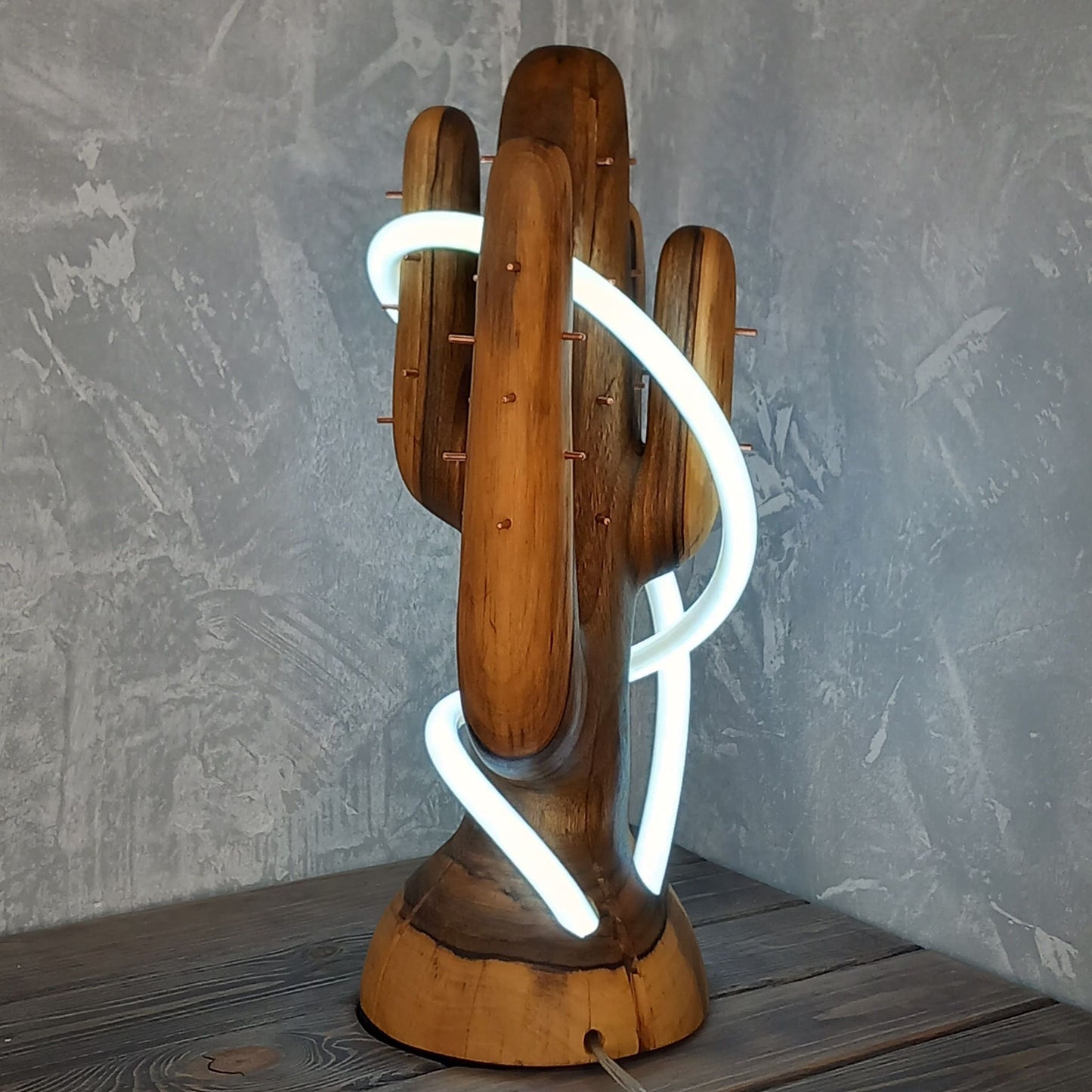 Wooden Saguaro Cactus Lamp