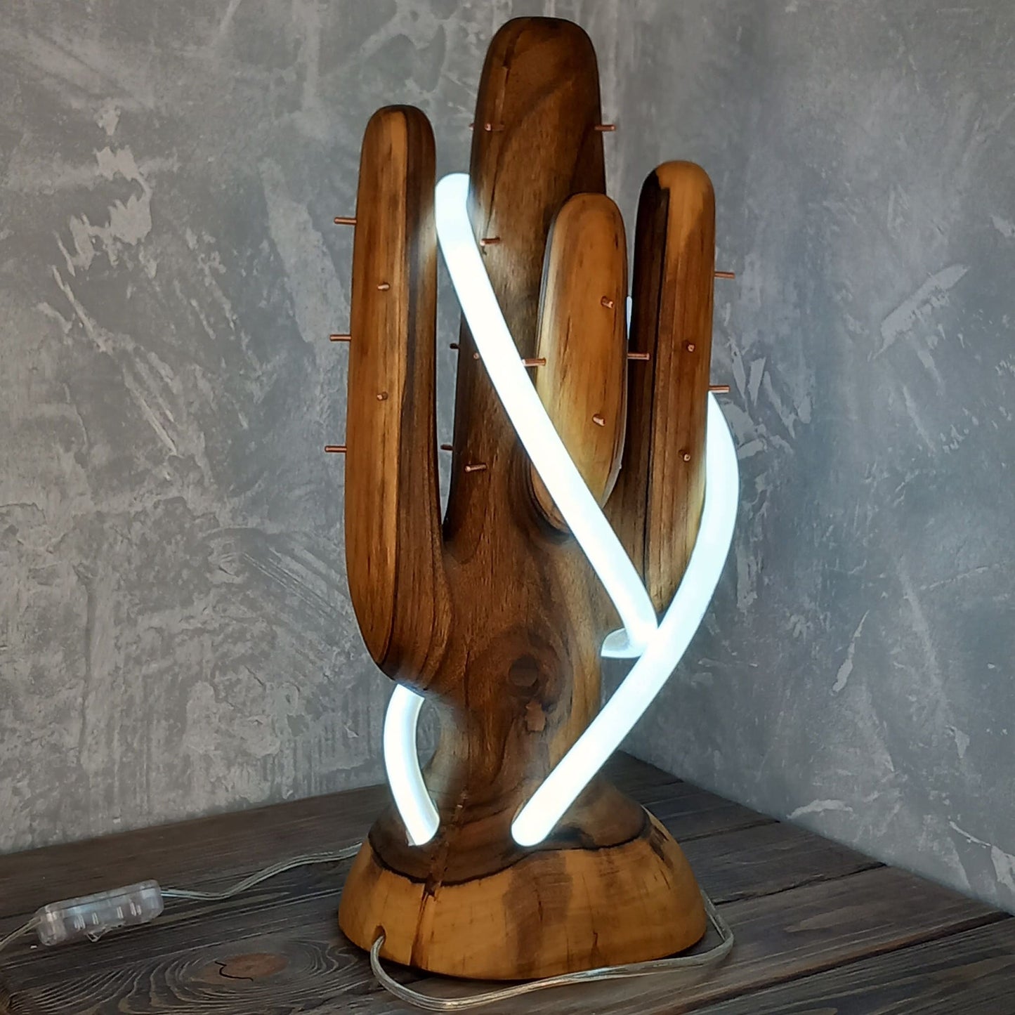 Wooden Saguaro Cactus Lamp