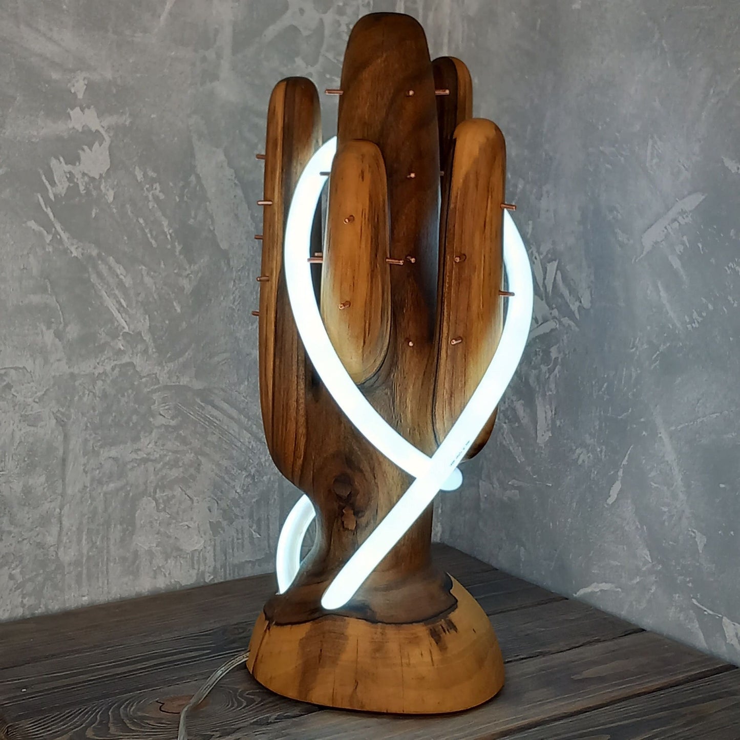Wooden Saguaro Cactus Lamp