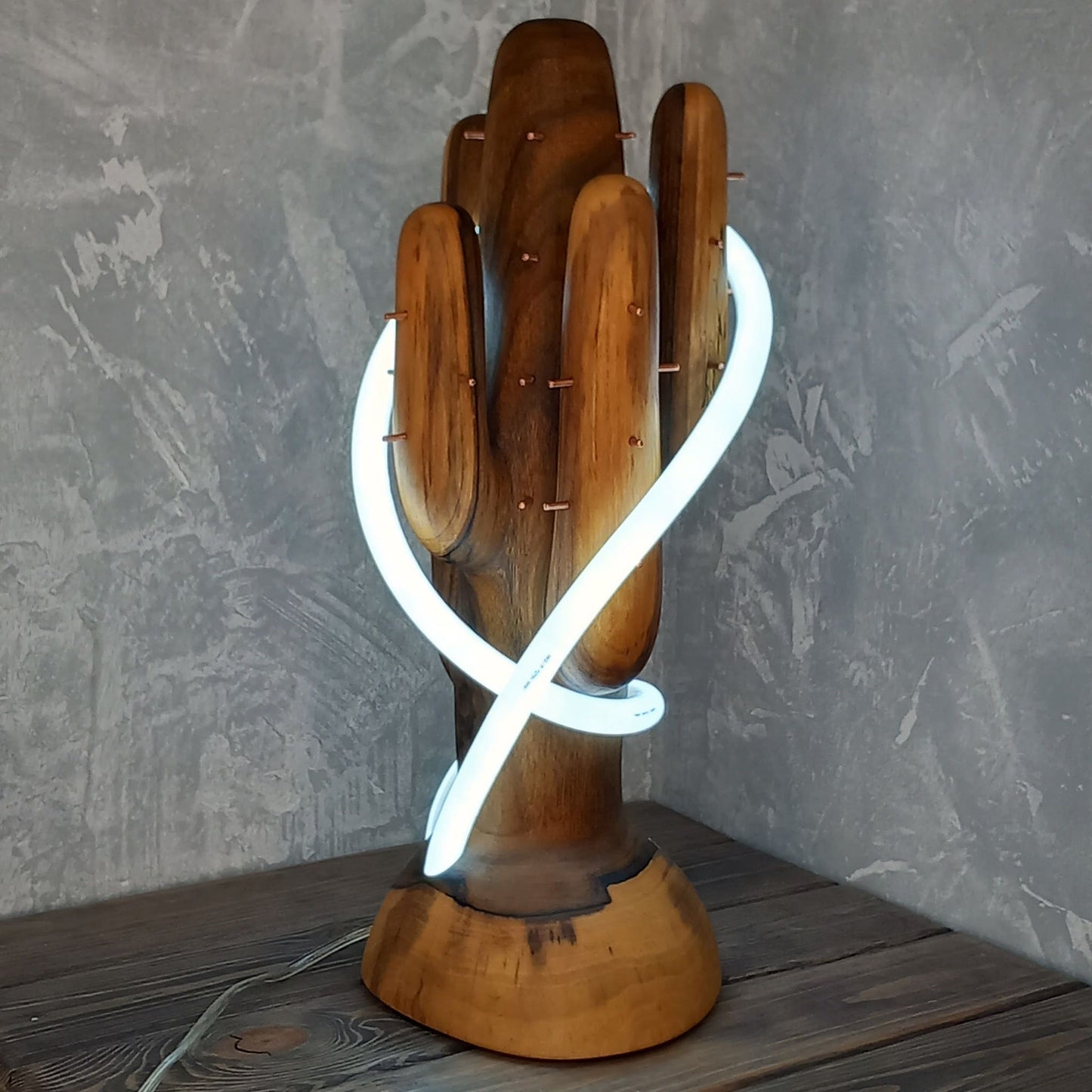 Wooden Saguaro Cactus Lamp