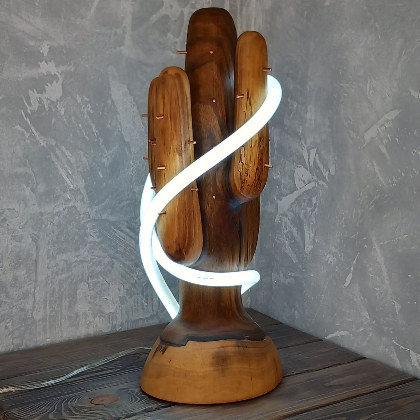 Wooden Saguaro Cactus Lamp