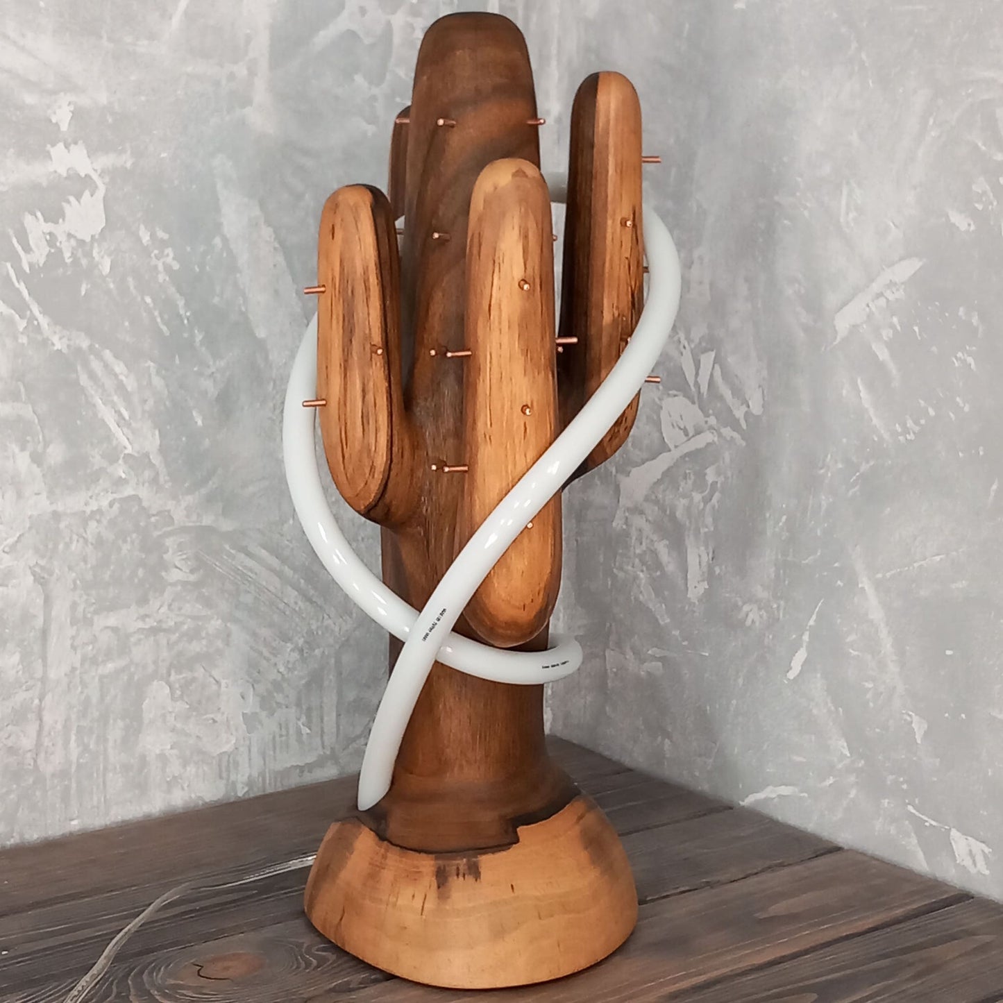 Wooden Saguaro Cactus Lamp