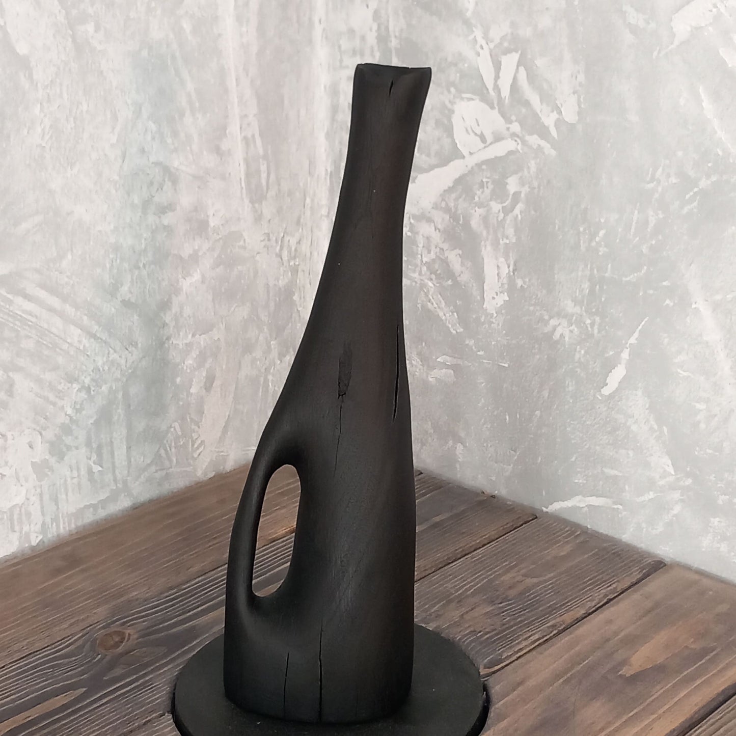 Set of 3 Black Yakisugi Vases