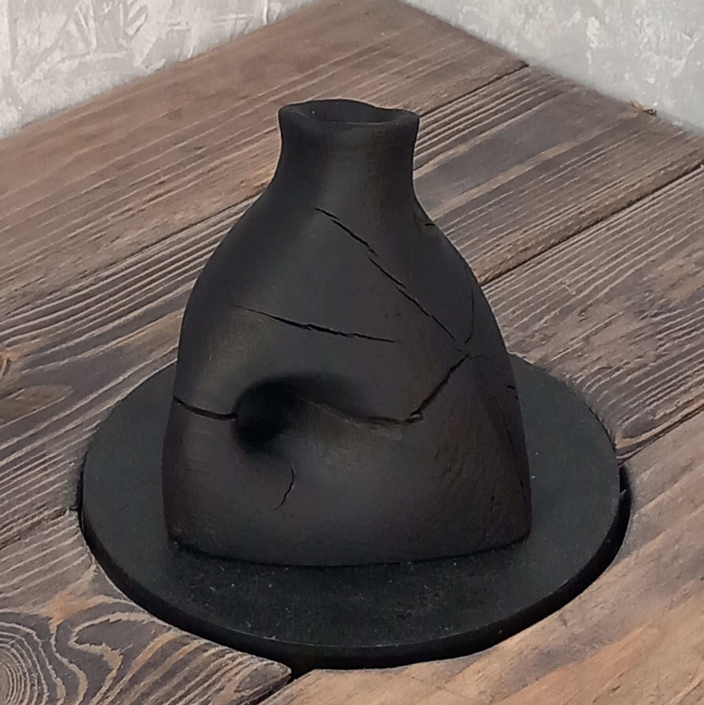 Set of 3 Black Yakisugi Vases