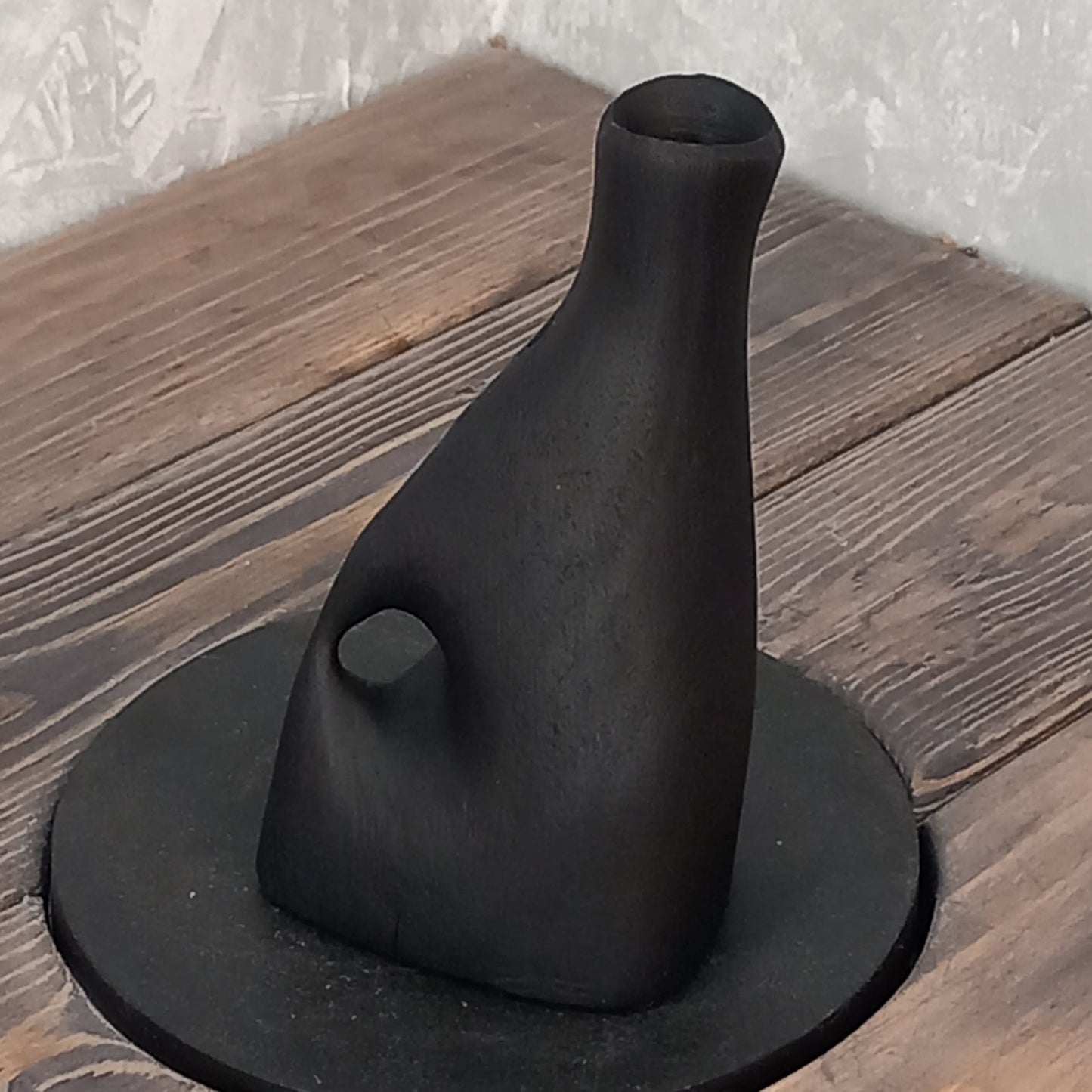 Set of 3 Black Yakisugi Vases