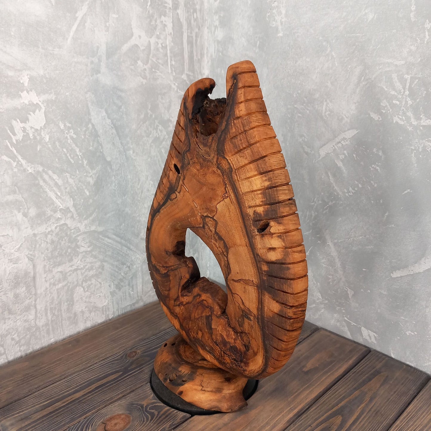 Walnut Drop Shaped Art Sculpture
