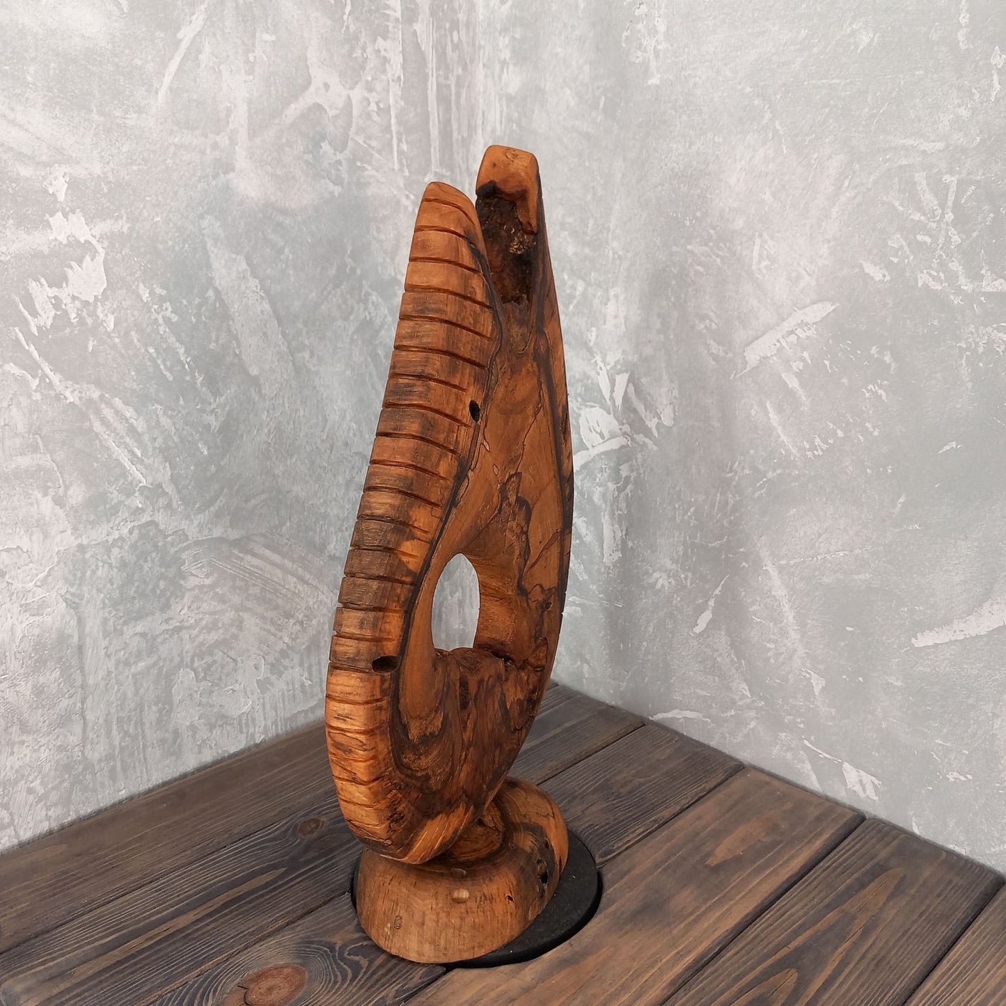 Walnut Drop Shaped Art Sculpture