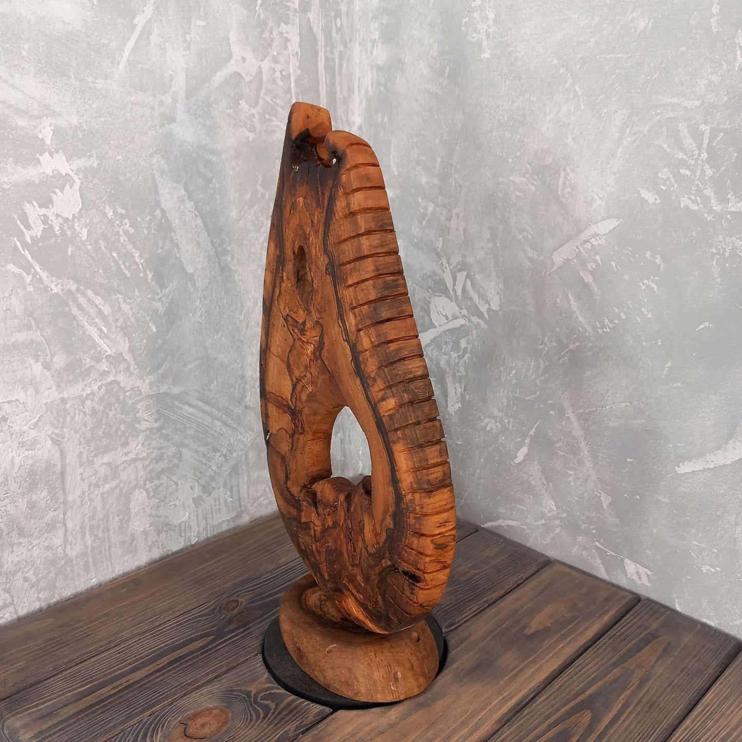 Walnut Drop Shaped Art Sculpture