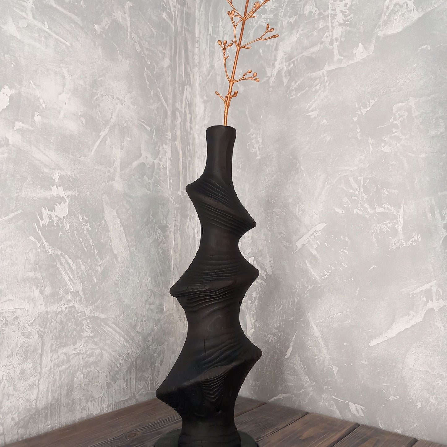 Black Disc Vase Wabi Sabi Aesthetic