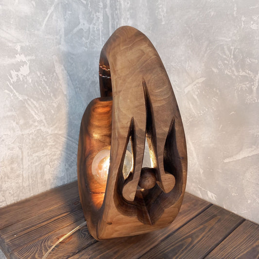 Tryzub Solid Walnut Wood Lamp