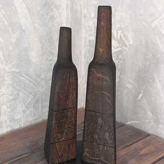 Set of 2 Oak Vases